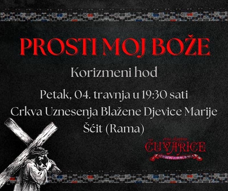 Najava: Korizmeni koncert "Prosti moj Bože” u crkvi na Šćitu